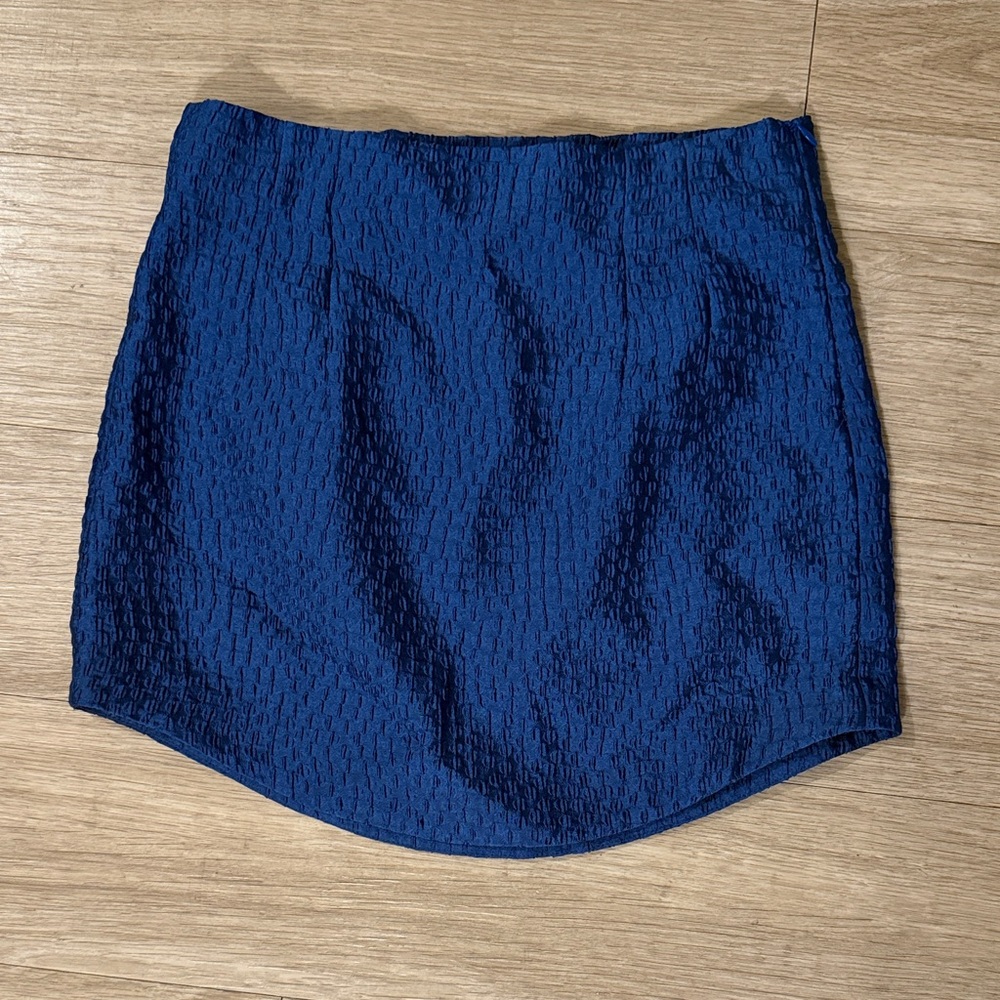 Zara Navy Textured Mini Skirt